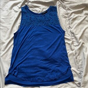 Ambiance Blue Lace Detail Sleeveless Top